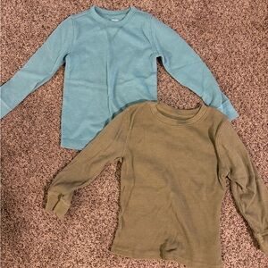 Kids Boys Long Sleeve Henley Shirt - Blue and Green Bundle Lot